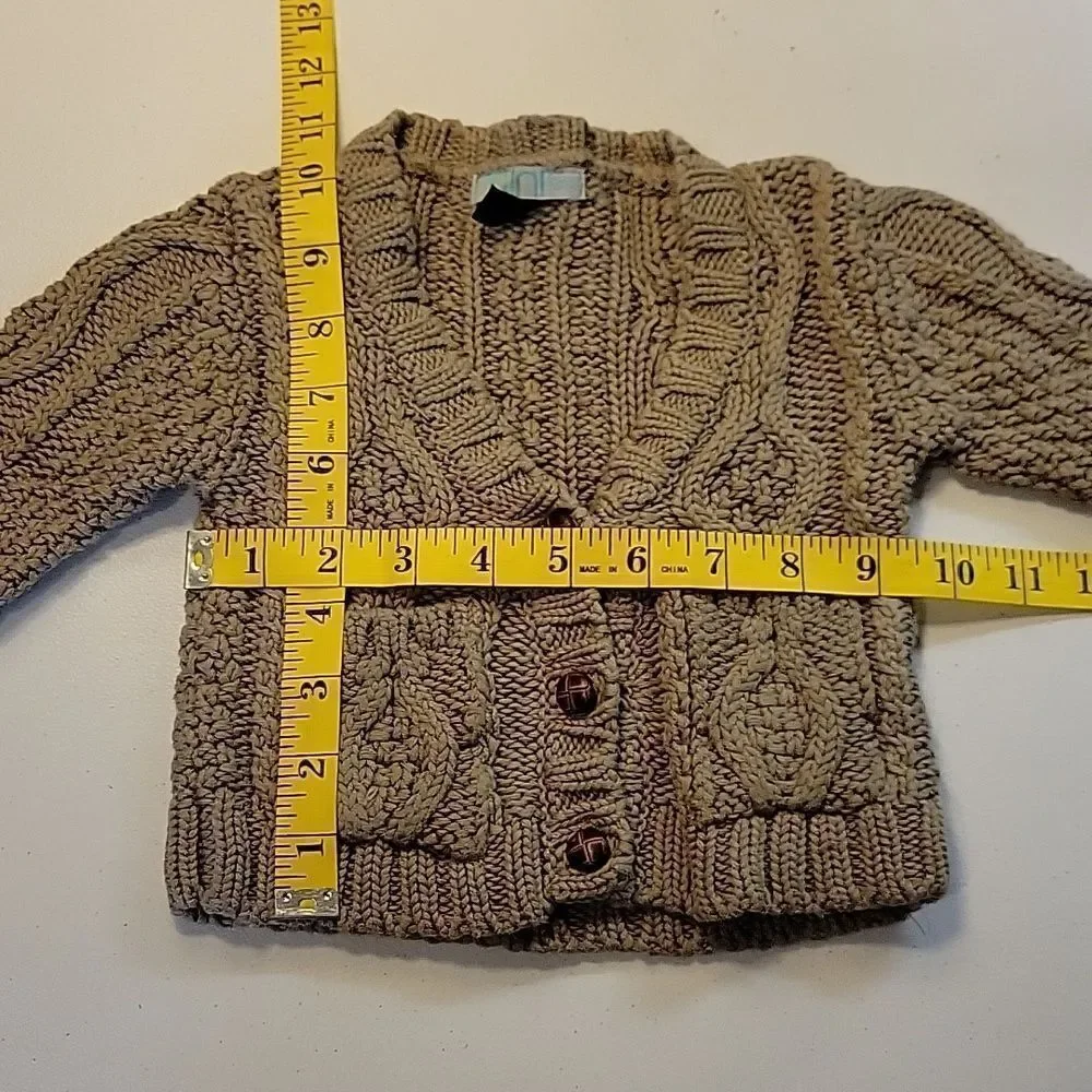 MINI Top Shop Oatmeal Kids Mushroom Colored Cable Knit Cardigan boys 6-12 months